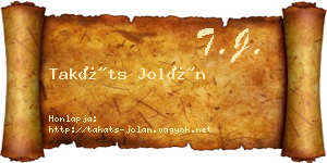 Takáts Jolán névjegykártya